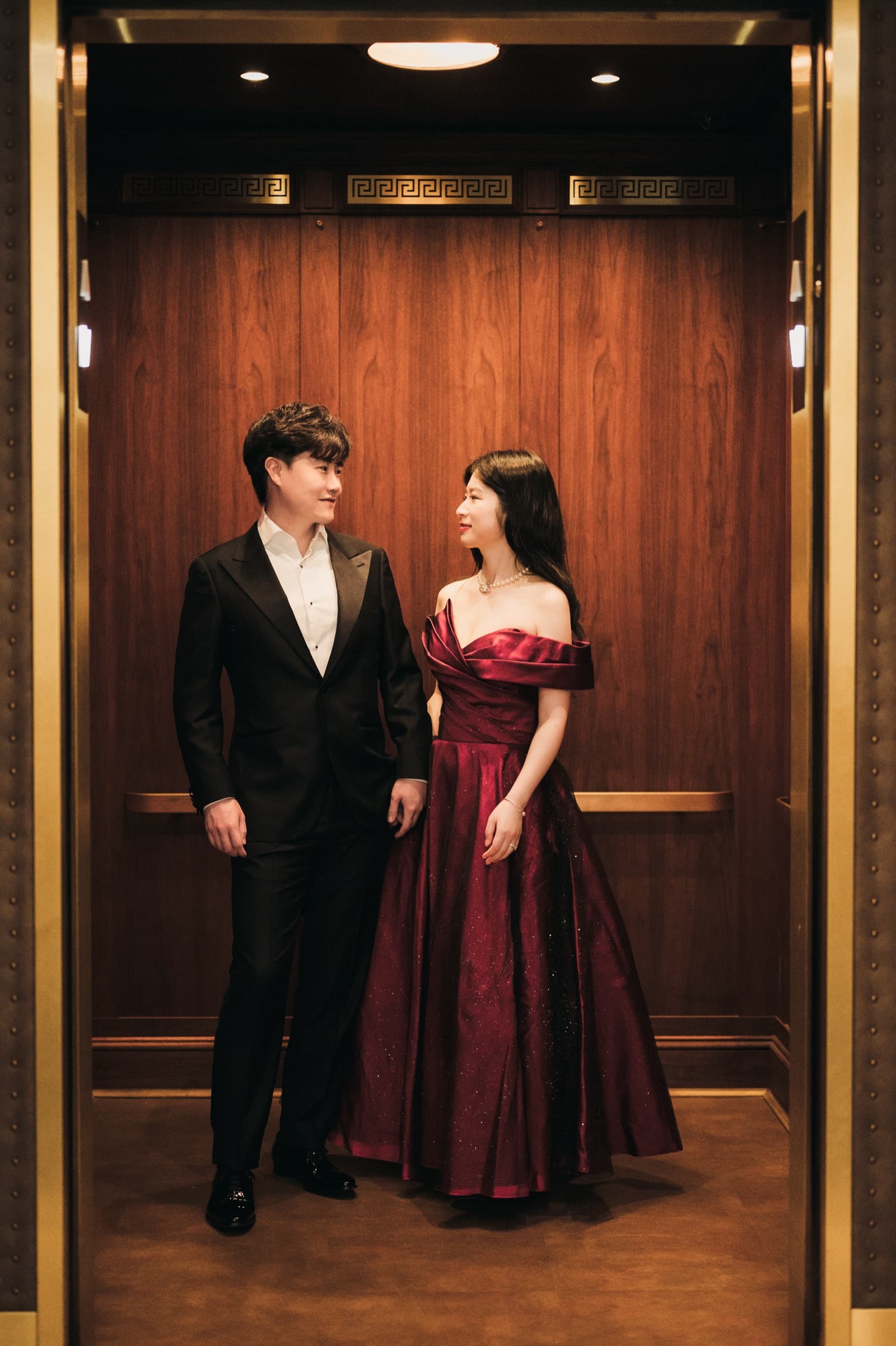 Couple in an elegant elevator